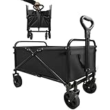 SAILARY Carrito plegable de jardín al aire libre con rueda pequeña, carrito plegable resistente con ruedas universales y mango ajustable, carro de comestibles para camping, compras, deportes, color