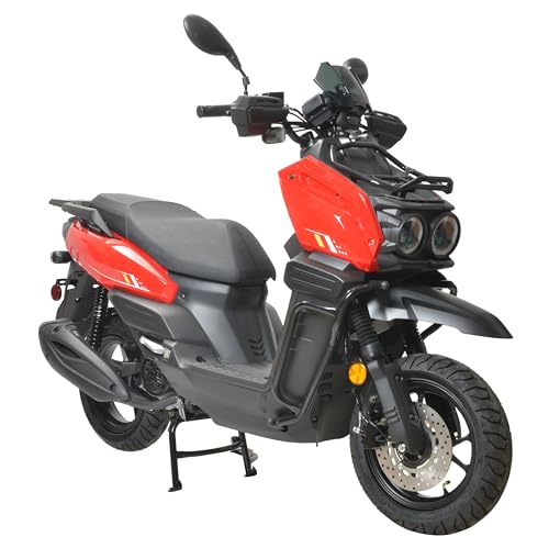 HHH Tank 150 Moped Gas 150cc Scooter 150cc Motorcycle Automatic Adult Bike with 12' Aluminum Wheels (Red)