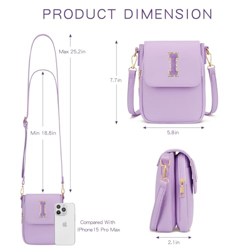 Image of Gift for Girls Small Initial Crossbody Bag for Teens Vegan Leather Cell Phone Kids Purse