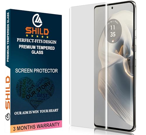 Image of SHILD -(Pack 1 Curved Perfect -Fits Design Tempered Glass Full Screen Protector For Motorola Edge 50 Pro Cellphone|Uv Tempered Glass Protector For Moto Edge 50 Pro -9H Hardness /Hd /Fingerprint Working