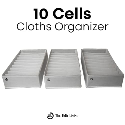 The Edit Living Drawer Organizer - Multipurpose Storage Drawer Organizers - Clothes Organizer For T-Shirts, Tank Tops, Activewear - 10 Cells Storage Organizer - White - Set Of 3 #TOP1