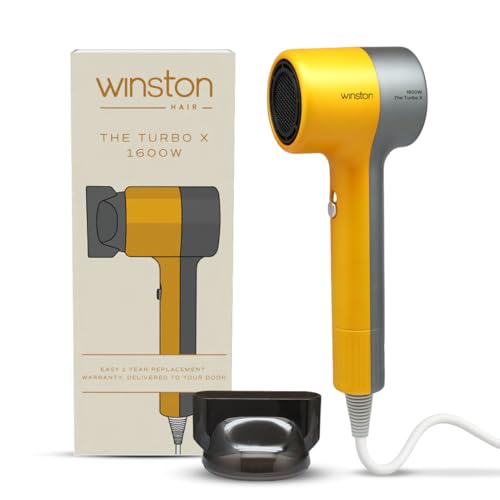 Winston Turbo X Hair Dryer 1600W for Men and Women, Compact and Fast Drying with 3 Speed/ 2 Heat Settings with Low Noise & Overheat Protection – All Hair Types