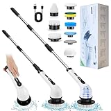 DASHLINE Cepillo Electrico para Baño Limpieza,con 9 Cabezales de Cepillo para Polvo reemplazables,480-580RPM,Cepillo de...