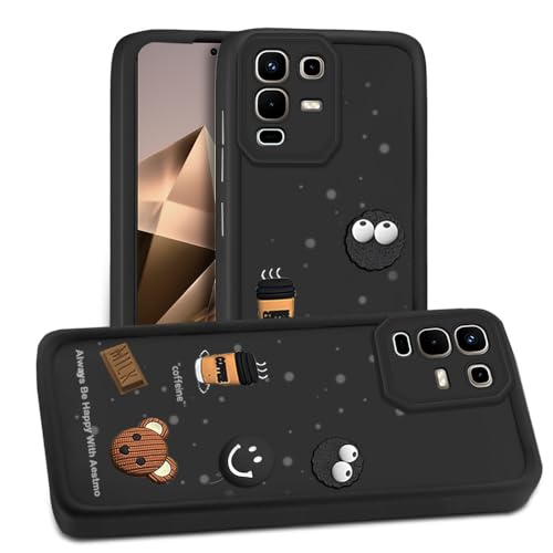Image of AESTMO Back Case Cover for Infinix Note 50S 5G+ Cover | Cute Fun Cartoon 3D Ball | Coffee Silicone Case | Full Body Protection | Camera Protection Back Cover for Infinix Note 50S 5G+ (Black)