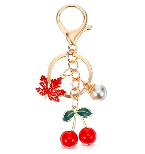ValueBargain Cherries Keychain, 2 Pcs Small Cherry Keychain, 3.4 Inch