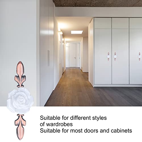 Okjhfd 4Pcs European Style Bronze Rose Single Hole Knob Handle, Bronze White Green Flower Shape, Used For Cabinet Wardrobe Drawer. #TOP6