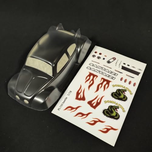 SANTAIZI 1/18 Scale Beetle Clear Body Shell Replacement for MT and Short Course Car Width 95mm with Decal Sheet (PLJKCT001)