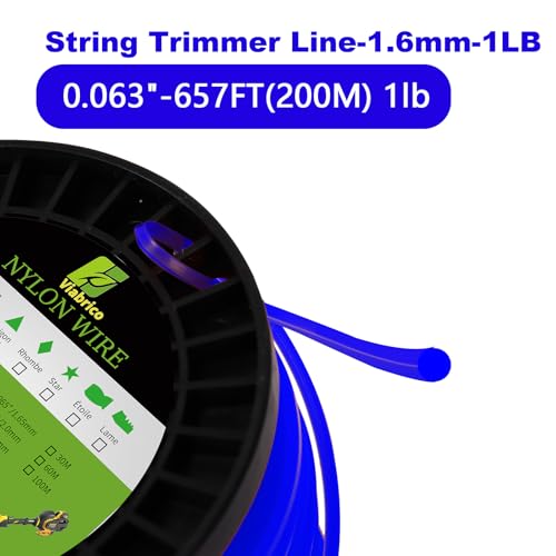 Viabrico Grass Strimmer Line Wire Cord, 063" 657ft(200M)1lb Heavy Duty Strimmer Wire, Nylon String Wire for Grass Strimmer Electric by VIABRICO - Image 2