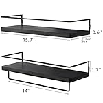 ZGO Floating Shelves for Wall Set of 2, Wall Mounted Storage Shelves with Black Metal Frame and Towel Rack for Bathroom, Bedroom, Living Room, Kitchen, Office (Black) - Image 3