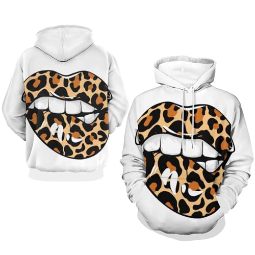 Sweat à capuche léopard UMENG pull unisexe à manches longues taille S