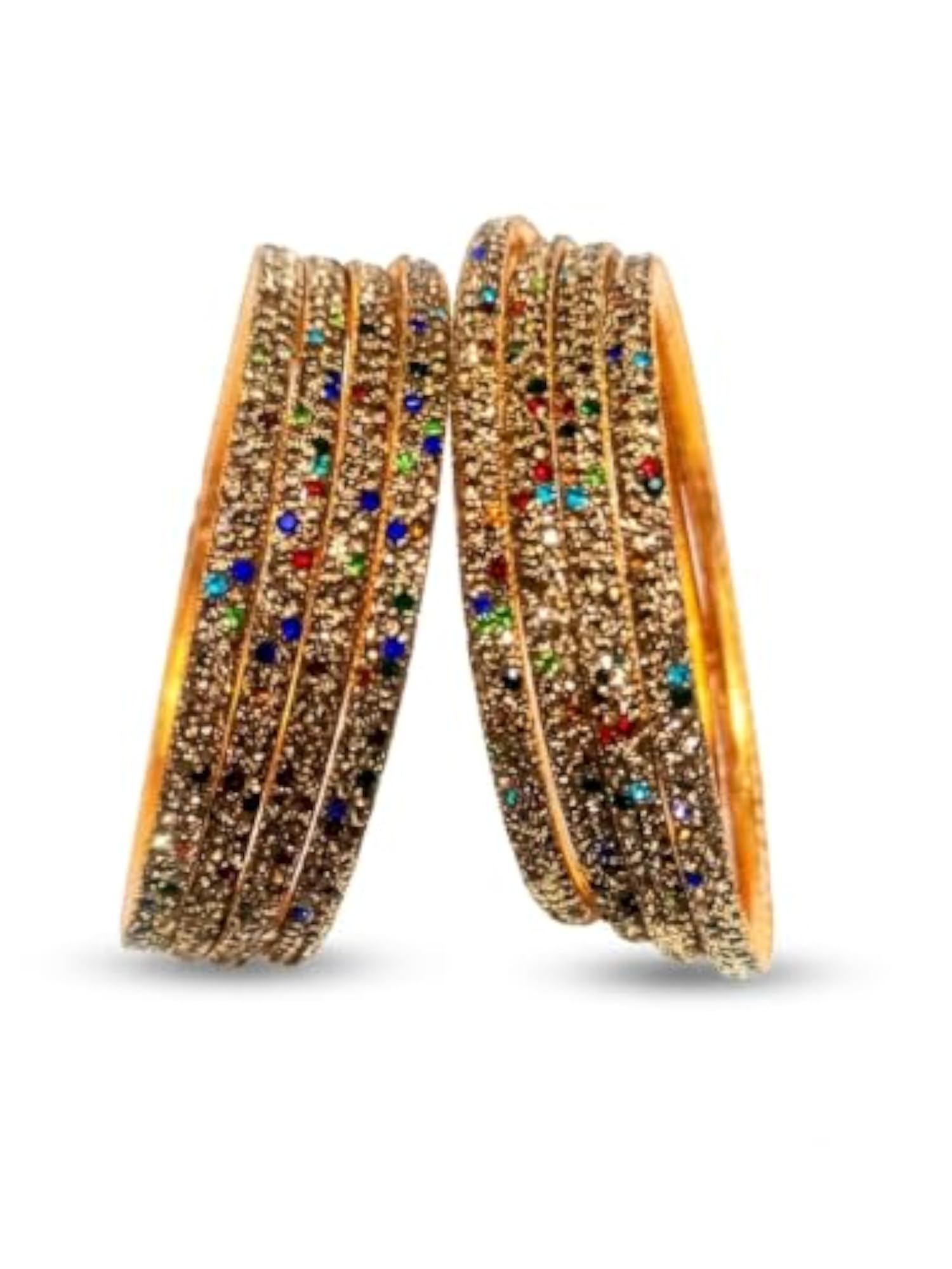 Traditional Glitter Stone Studded Bangle Set for Ethnic Parties