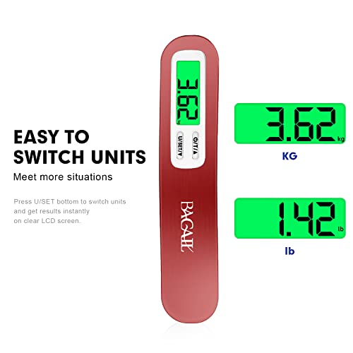 Image of BAGAIL Digital Luggage Scale, 110lbs Hanging Baggage Scale with Backlit LCD Display, Portable Suitcase Weighing Scale, Travel Luggage Weight Scale with Hook, Strong Straps for Travelers