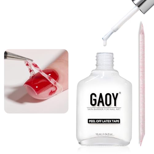 GAOY Liquid Latex for Nails, 16ml Peel Off Cuticle Guard with Stick, Skin Barrier Protector Latex Tape for Nail Polish Nail Art DIY