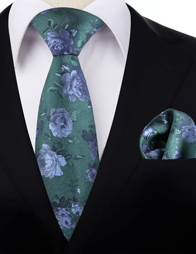 Image of Alizeal Mens 3.15'' Colorful Flower Pattern and handkerchief Necktie Set