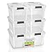 Produktbild Juskys Aufbewahrungsbox mit Deckel - 6er Set Kunststoff Boxen 60l - Box groß, stapelbar, transparent - Aufbewahrung Ordnungssystem Aufbewahrungsboxen