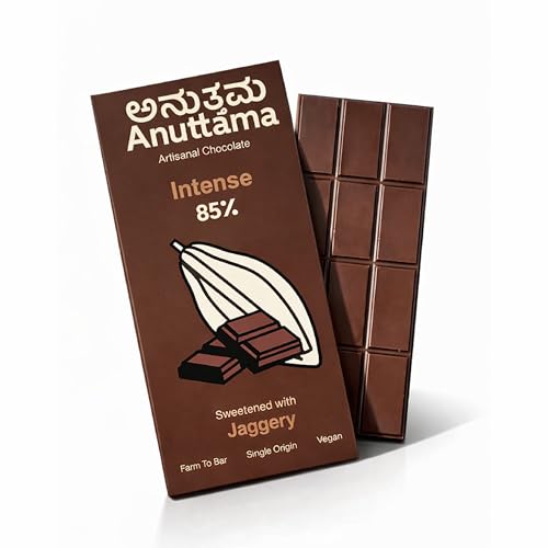 Image of Anuttama Intense 85% Dark Chocolate Gift Pack | Naturally Sweetened with Jaggery | Handmade, Gluten-Free & Unrefined Sugar | Perfect Dark Chocolate Bar for Birthday Gifts for Friends and Family