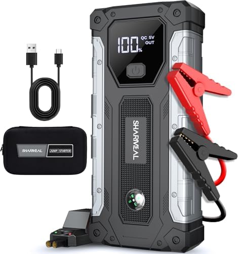 Sharmeal Car Jump Starter 3000A, Jump Starter Battery Pack for Up to 9.0L Gas and 7.0L Diesel Engines, 12V Portable Jump Box with LED Light