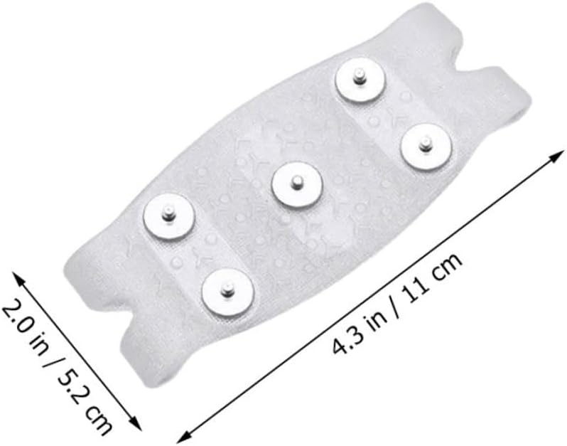 FRCOLOR Ice Grippers Crampons with 5-Spike Anti-Slip Shoe Covers, Slip-on Traction Cleats for Outdoor Hiking and Snow Walking, White Size 30-46, Winter Climbing Safety