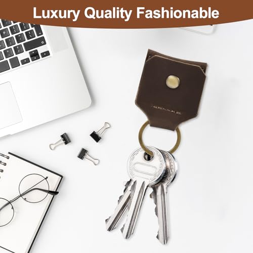 Jack&Chris Genuine Leather SD Card Holder Keychain, Anti-Shock Anti-Dust SD Card Case, Portable Camera Accessories for SD CF CFexpress Micro SD Nano SIM and Micro SIM Cards, Coffee 2 Packs4