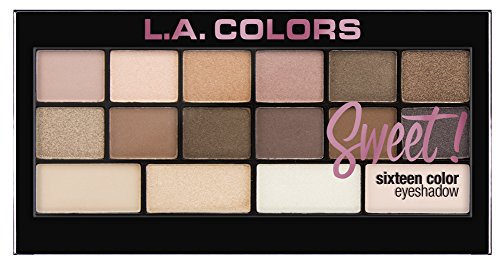 L.A. Colors Sweet  16 Color Eyeshadow Palette, Charming (Multicolor), 20g Matte & Shimmery Finish