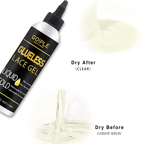 Liquid Gold Wig Glue Lace Glue - Glueless Lace Glue Gel - Temporary Hold for Wigs and Lace Front Wigs and Hair Systems - Invisible Bonding Non Toxic No Odor Water Based Formula Wig Glue- 4oz - Thumbnail 7