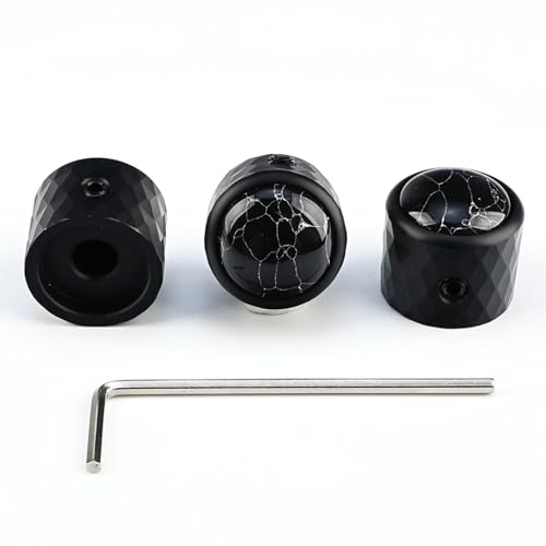 OVSAL 3Pcs Dome Aluminum Alloy Guitar Control Knobs 6.5mm（1/4"） Potentiometer Shaft Metal Volume Tone Knobs for Electric Bass Guitar Replacement Parts (Phantom Black Eye Finish) by OVSAL - Used condition - US$15.31