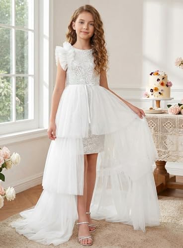 Image of GRACE KARIN Girls Dresses Sequin Party Formal Pageant Dress Tween Girl Birthday Tulle Prom Princess Maxi Dress Size 5-14