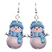 Produktbild Haodou 1Paar Blauer Weihnachten Schneemann Anhänger Damen Ohrringe Glänzend Exquisit Weihnachtsohrringe Frauen Schmuck Ornamente Ohrring für Mädchen 6 * 3cm