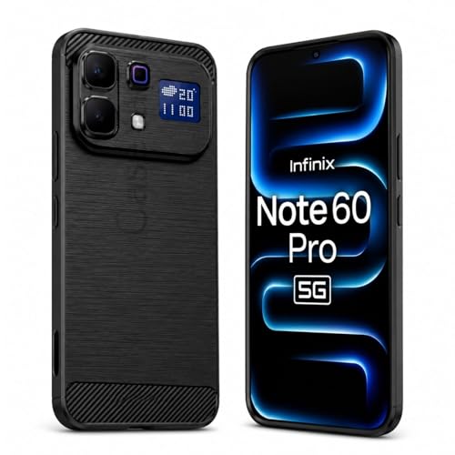 Image of Carbon Fiber Armor Back Cover for Infinix Note 60 Pro 5G | Note 60 Pro 5G | Hybrid Shockproof Rugged Protection | Matte Finish Soft Flexible TPU Case (Black)