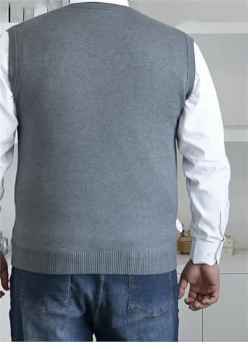 Mnjyihy Men's Loose V-Neck Sleeveless Sweater Classic Pullover Knitted Vest Casual Sweater Vest2