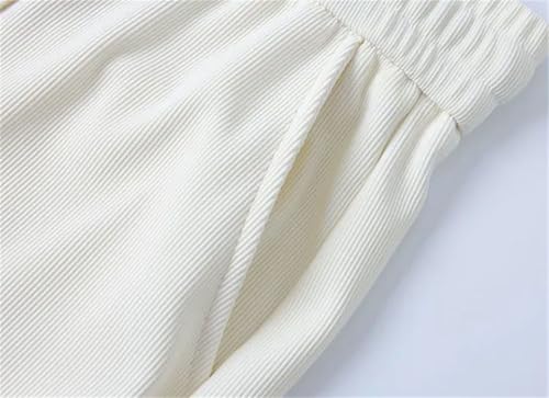 Women Solid Loose Straight Pants Elastic High Waist Wide Leg Sweatpants Lace Up Pants2