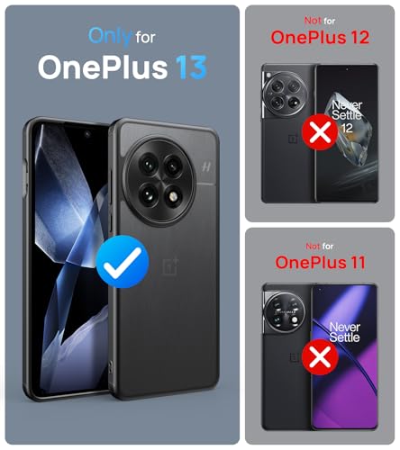 Image of Vihibii for OnePlus 13 Cover, Military Grade Drop Protection, Soft Silicone Edge & Hard Back Cover, Slim Full-Body Rugged Protective Silicone Cover for OnePlus 13, Matte Black