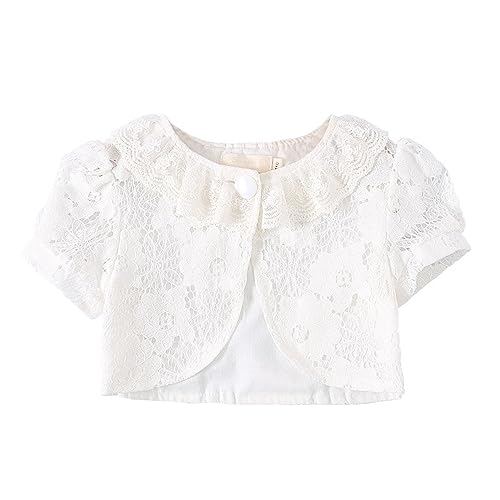 Girl Bolero Shrug Short Sleeve Floral Lace Capelet Crop Cardigan Jacket Princess Evening Dresses Shawl