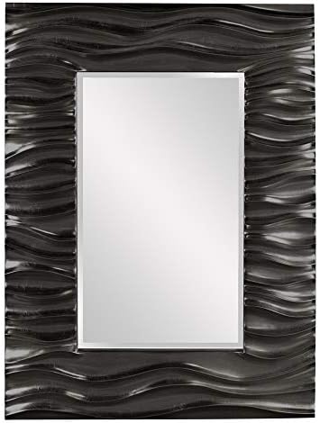 Howard Elliott Collection Zenith Hanging Rectangular Mirror for Wall, Modern Wave Design Resin Frame Accent Vanity Mirrors for Living Room, Entryway & Bathroom or Any Room, 31 x 39 Inch,