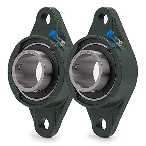 Image of XIKE 2 Pcs UCFL210-31 Bore 1-15 /16 inch Pillow Block Flange Mounted Ball Bearings, Solid Cast Iron Base and Self Aligning Chrome Steel Sealed Bearings.