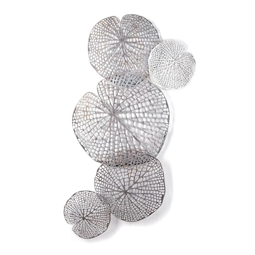 Design WANDDEKORATION Leaves Big | Metall, antik-Silber, 97 cm | Deko Wandbild