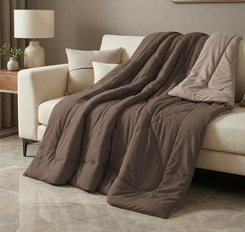 Image of VAS COLLECTIONS Double Size Cotton Reversible Comforter (228x254 cm) | 220 GSM Soft & Breathable AC Quilt | Lightweight All Season Bedding for Double Bed (Espresso Brown)