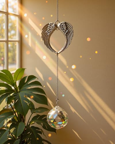Grief Memorial Gift, 40mm Crystal Angel Ornament, Suncatchers for Windows Hanging Rainbow Maker, Sympathy Gifts for Loss of Loved One, Miscarriage, Bereavement, Dog, Funeral, Remembrance