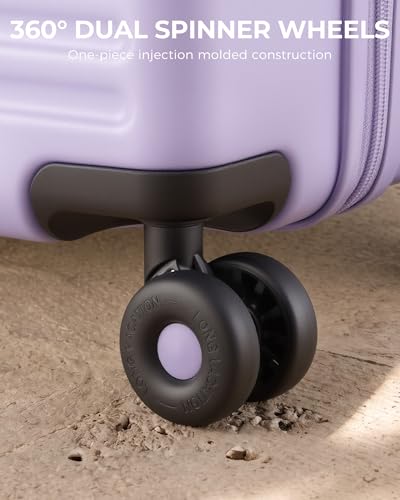 Image of LONG VACATION Luggage Sets, PC Lightweight Suitcase with Spinner wheels, 3 Piece Luggage Set with TSA Lock, Hard shell Suitcase Set, Checked Travel Suitcase (Lavender, 3 Piece Set)