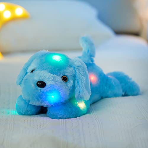 Wewill 18'' Light Up Puppy Stuffed Animal Creative Night Light Lovely Led Dog Glow Soft Plush Toy Gifts For Kids On Christmas Birthday Valentines Festivals, Blue #TOP3