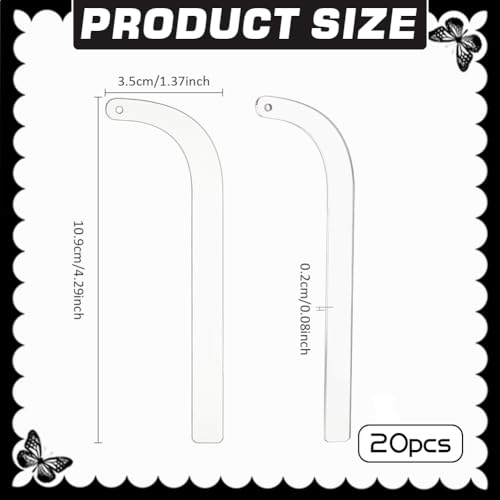 FINGERINSPIRE 20 Pieces Acrylic Earrings Try-on Stick Clear Try-Free Earrings Display Props Tool Try-on Strip for Earrings and Studs, Ear Stud Display Curved Strip for Mall Retail Store and Home use - Thumbnail 2