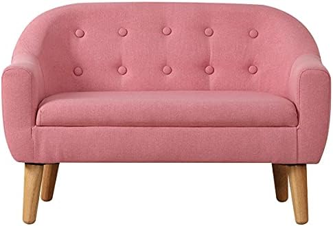 Koopo Kids Sofa,Linen Fabric 2-Seater Upholstered Couch,Perfect for Children Gift(30-Inch) (Pink)