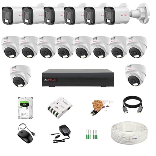 Image of CP Plus illumax 5MP 16 CH DVR, 5MP 10 Dome & 6 Bullet Cameras [Color Night Vision + Built-in Audio MIC + SMART Dual Light + Motion Detection] + 4TB HDD + CLOCITE 8 CH SMPS 2 Nos + CCTV Cable +BNC /DC