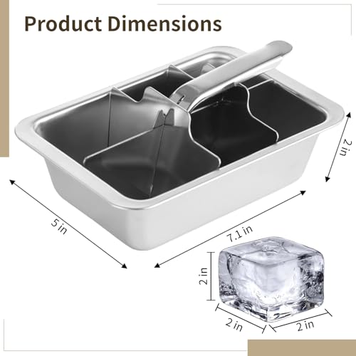 Bandejas de Hielo de Acero Inoxidable 304 con Palanca, 6 Cubos Grandes miniatura 4