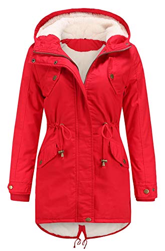 HOW'ON Women's Hooded Winter Coat Warm Fleeced Lined Long Jackets Thicken Parka Jacket