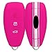 Produktbild kwmobile Autoschlüssel Hülle für Ford - Silikon Schutzhülle Schlüsselhülle Cover für Ford 3-Tasten Autoschlüssel Keyless Go Rallystreifen Sidelines Design Weiß Pink