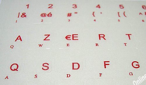 Pegatinas para teclado neerlandés-belga letras rojas miniatura 3