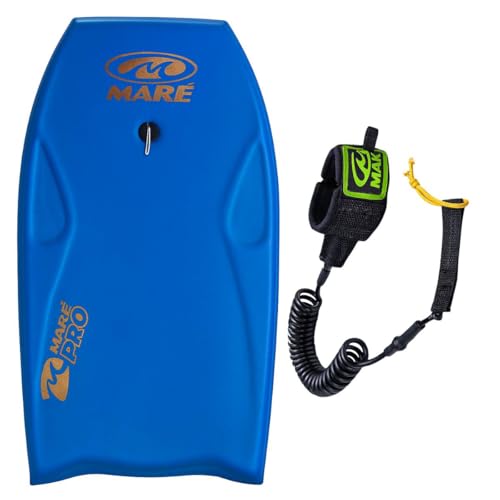Kit Prancha Bodyboard Semi Profissional Maré Pro 39' e Fundo Rigido com Leash Maré (Azul)