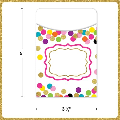 Image of Teacher Created Resources Confetti Library Pockets - Multi-Pack (TCR2736)