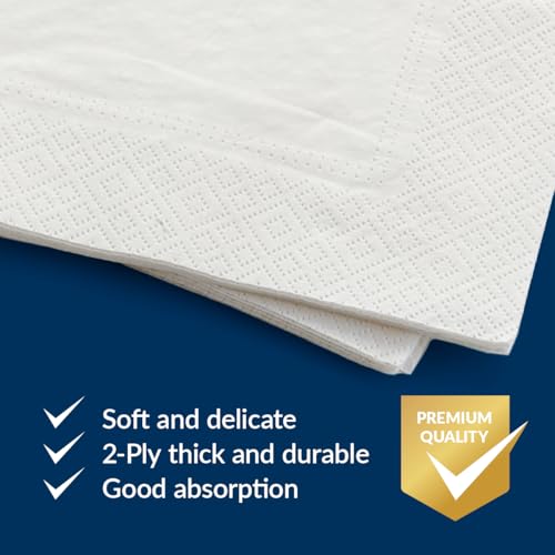 PAW - Christmas Luncheon Napkins 6,5'' x 6,5'', White and Gold Disposable Paper Napkins with Bauble, Elegant Lunch Napkins for Winter Birthdays, Christmas Parties, New Years, Decoupage, 50 Count – Image 3